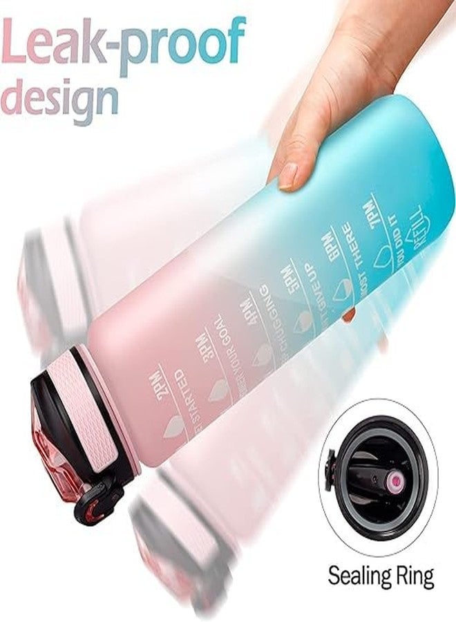 BKQPTL Plastic 1-L Motivational Water Bottle Sipper Bottle For Adults With Time Measurement BPA Free Non-Toxic Water Bottle For |Office|School|College|Gym| Multi Color-1000ML - Image 2